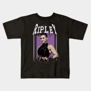 rhea ripley vintage wrestling style Kids T-Shirt